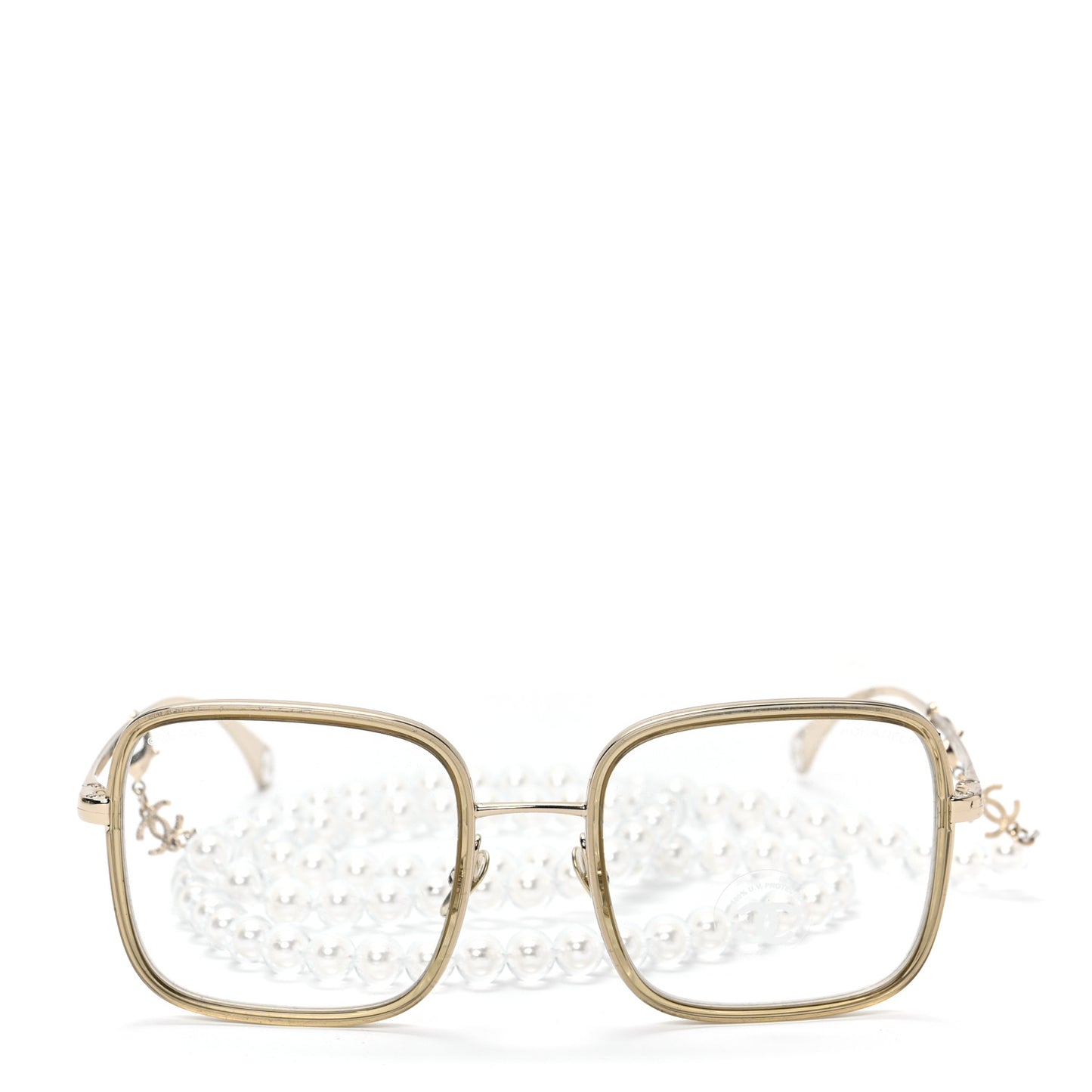 Square Removable Pearl Chain Eyeglasses 2195 Silver