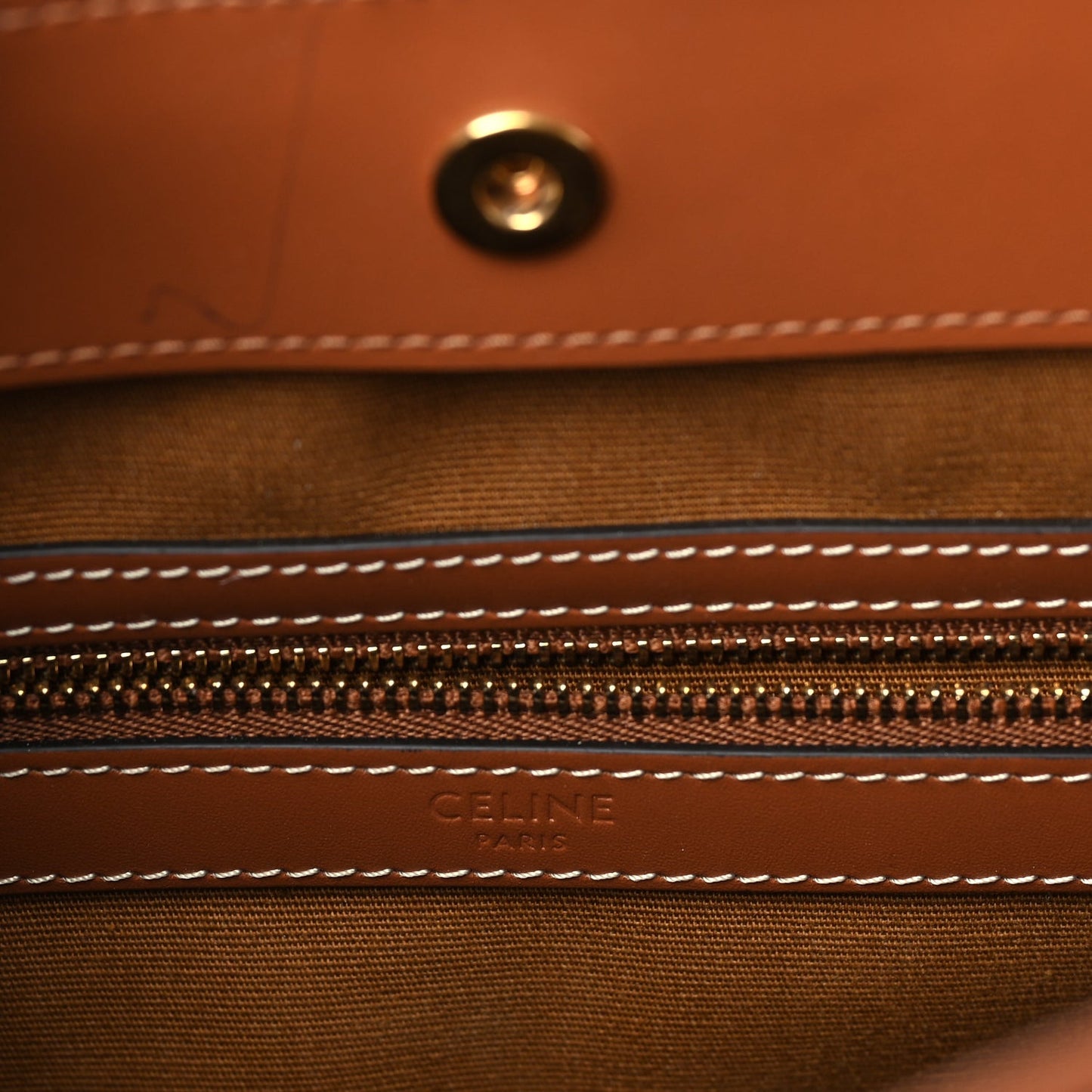 Triomphe Canvas Calfskin Small Cabas Bag Tan