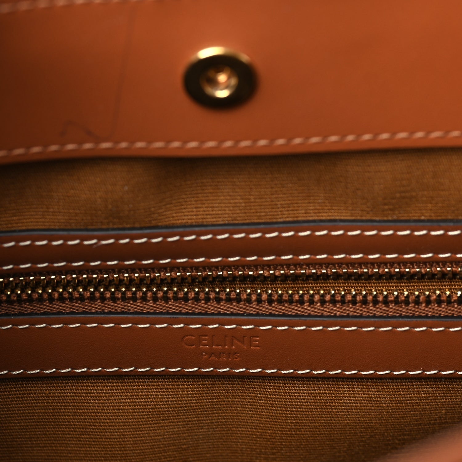Celine Triomphe Canvas Calfskin Small Cabas Bag Tan 5 of 8
