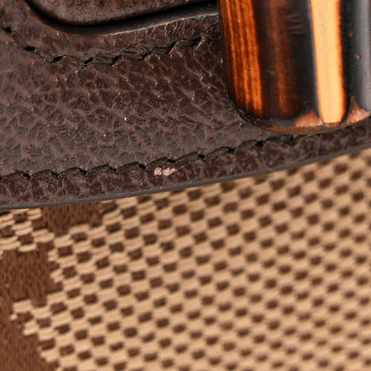 Gucci Monogram Jumbo GG Textured Dollar Calfskin Web Mini Bamboo 1947 Top Handle Bag Camel Ebony New Acero 12 of 15