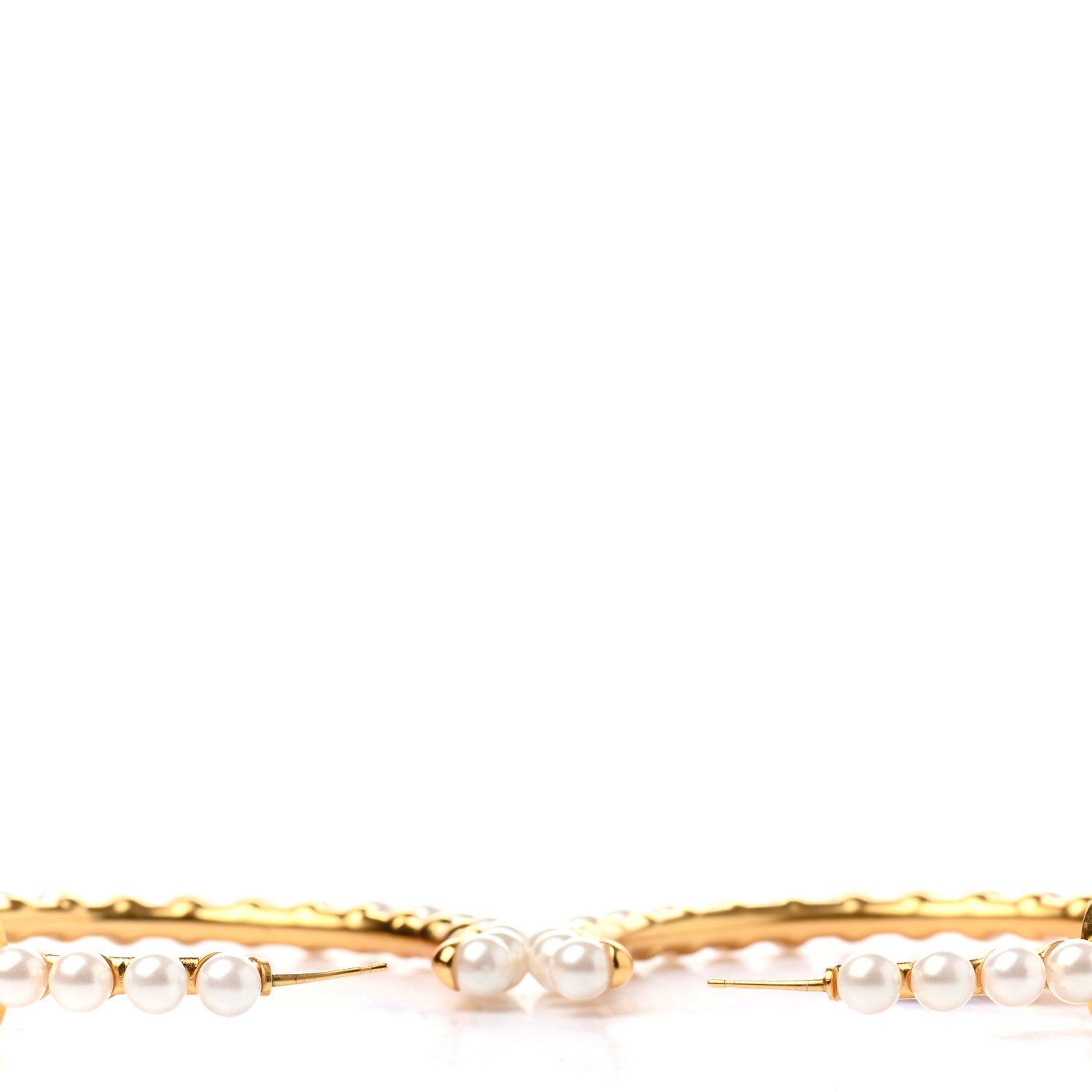 Chanel Pearl CC More Is More Hoop Earrings Gold 5 of 5