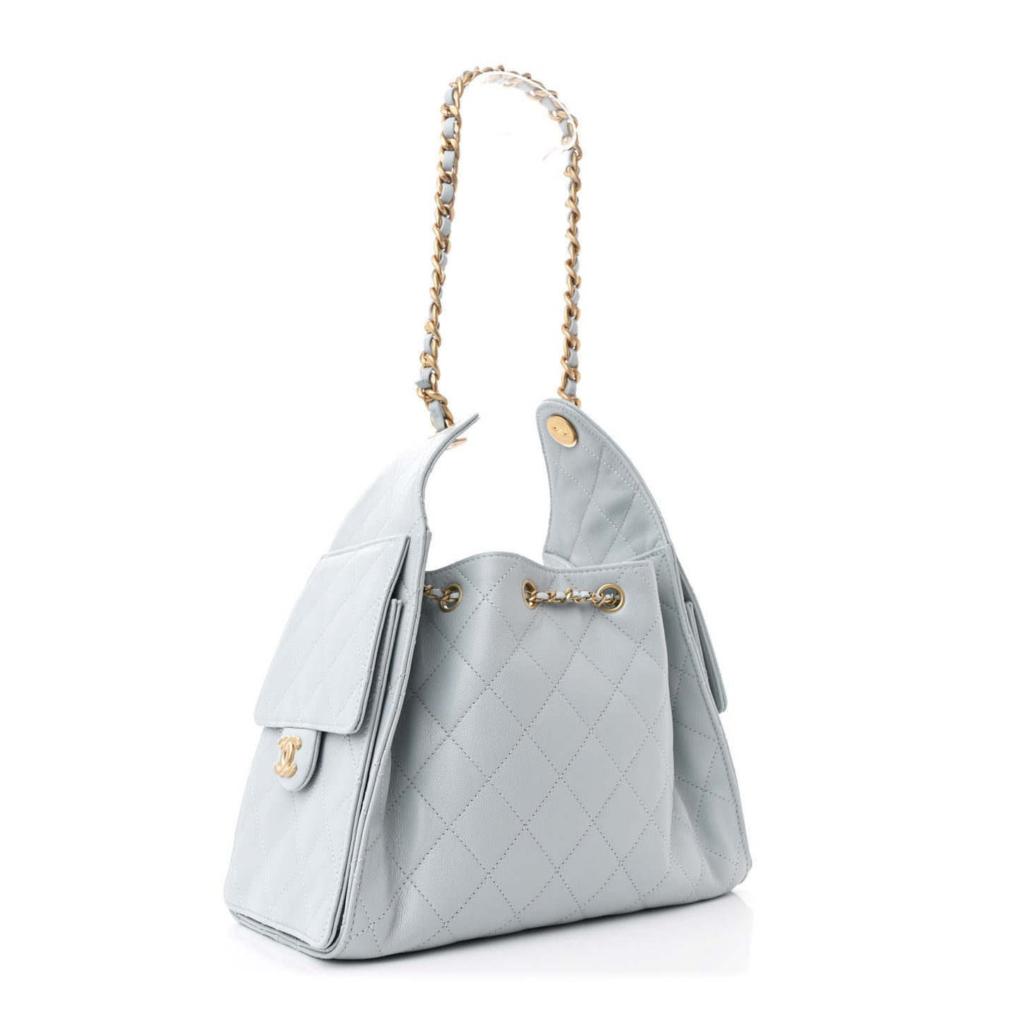 Caviar Quilted Small Chanel 25 Handbag Light Blue
