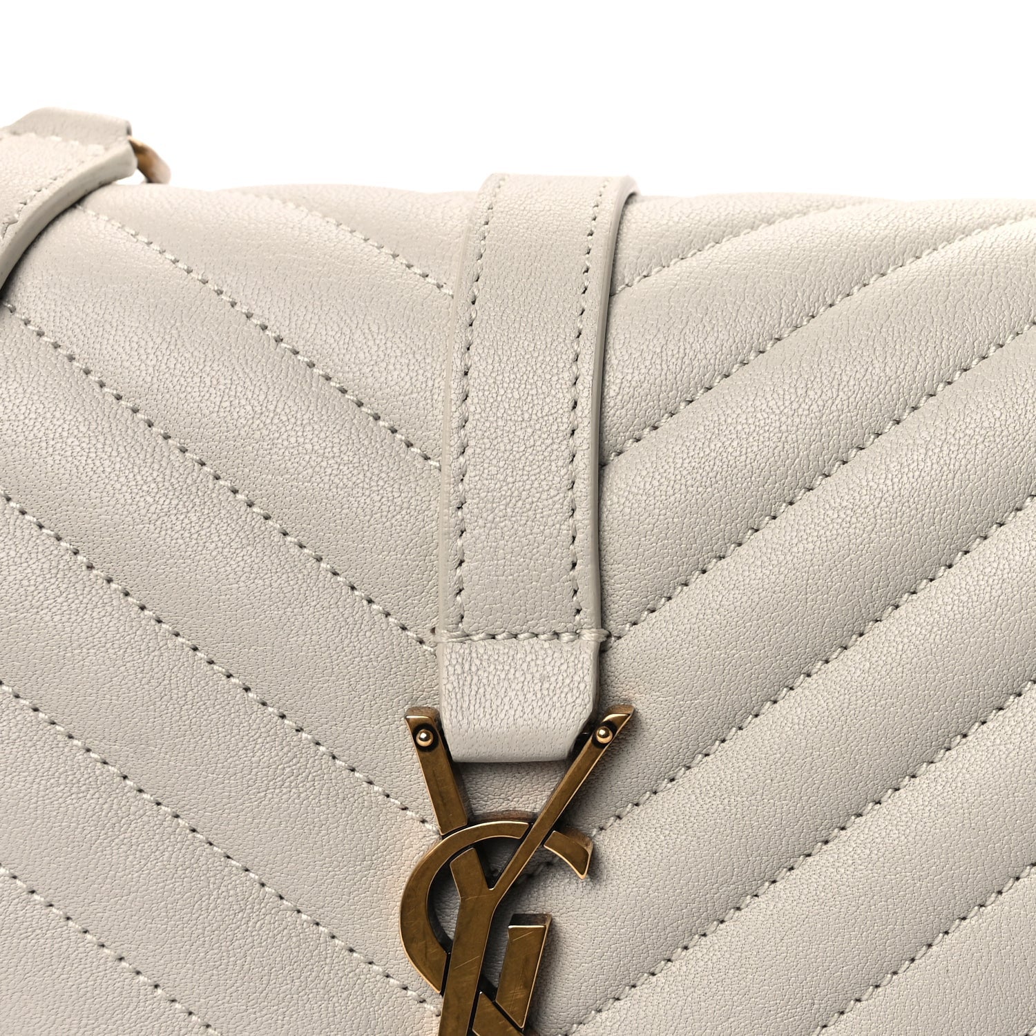 Saint Laurent Sheepskin Matelasse Chevron Monogram Medium College Bag Crema Soft 6 of 7