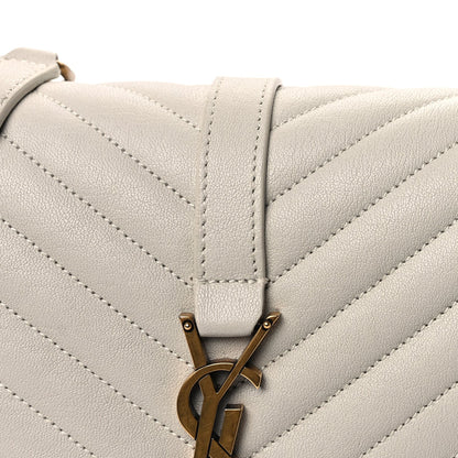 Saint Laurent Sheepskin Matelasse Chevron Monogram Medium College Bag Crema Soft 6 of 7