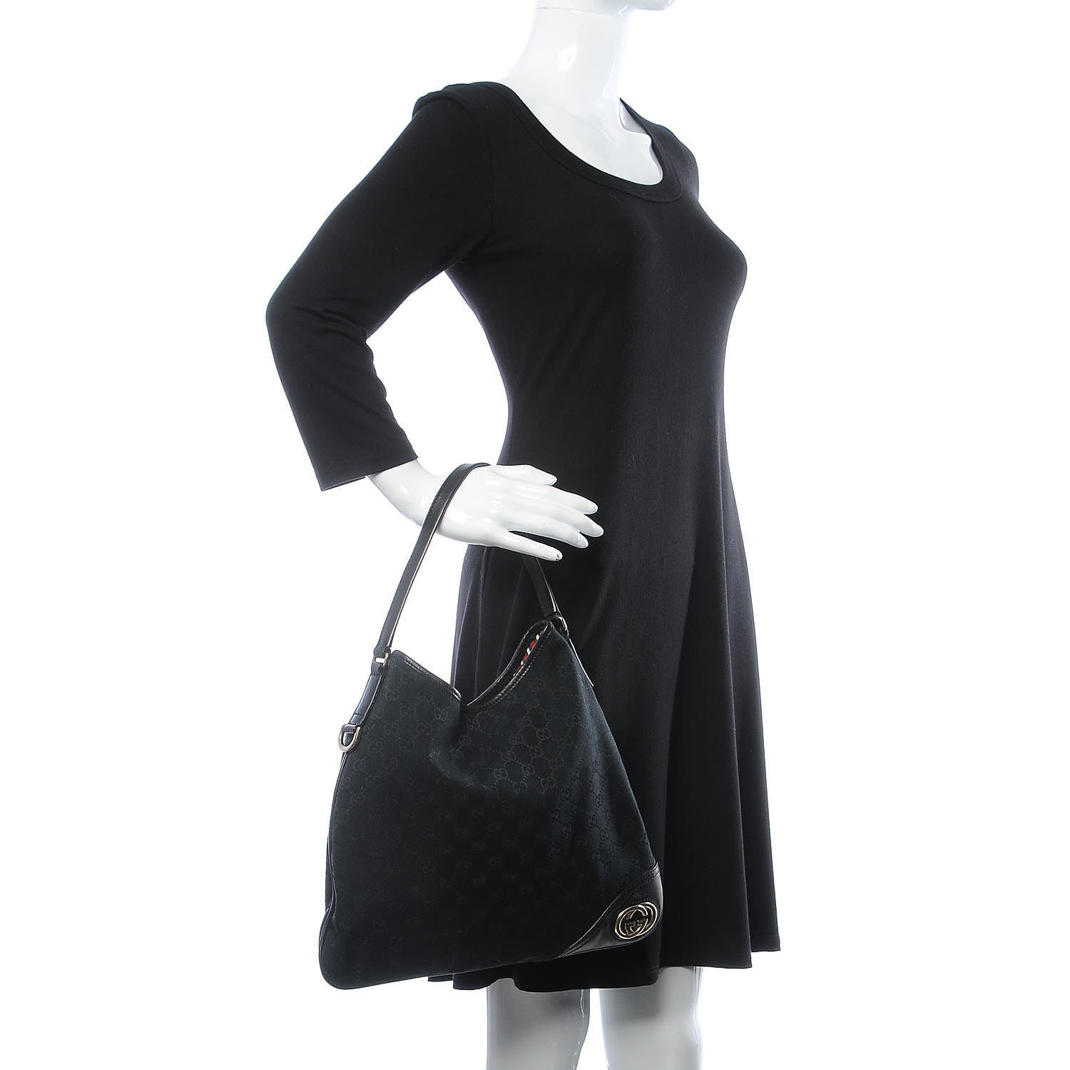 Gucci Monogram Medium New Britt Hobo Black 2 of 8