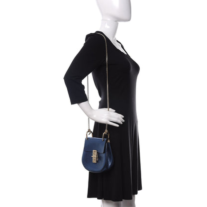 Chloe Metallic Goatskin Mini Drew Shoulder Bag Blue 2 of 9