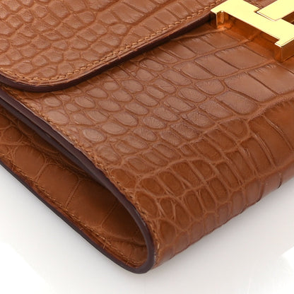 Hermes Matte Alligator Constance Long Wallet To Go Gold 7 of 8