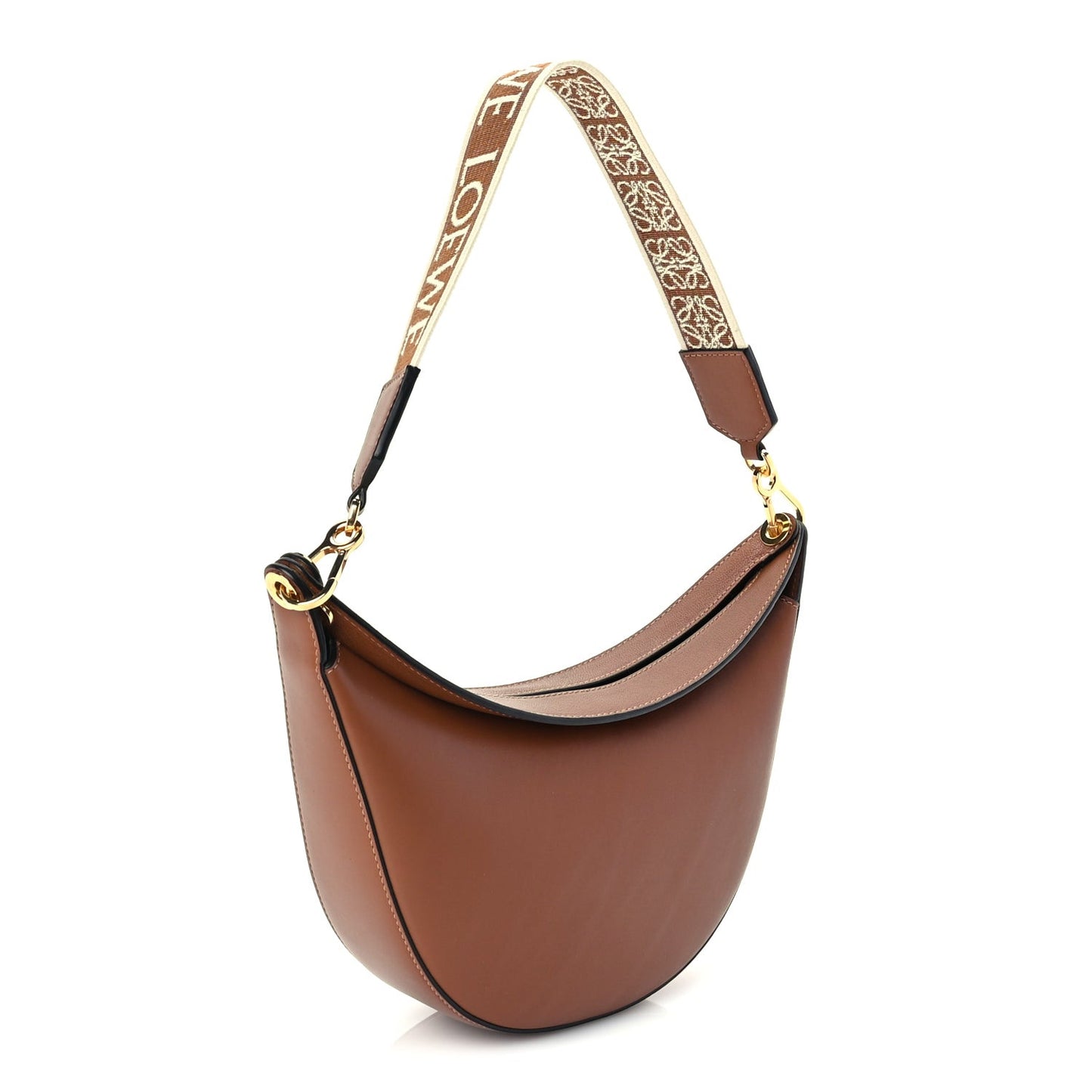 Satin Calfskin Jacquard Luna Bag Pecan
