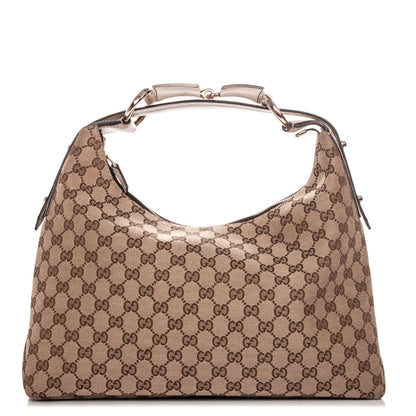 Gucci Monogram Medium Horsebit Chain Hobo Off White 1 of 7