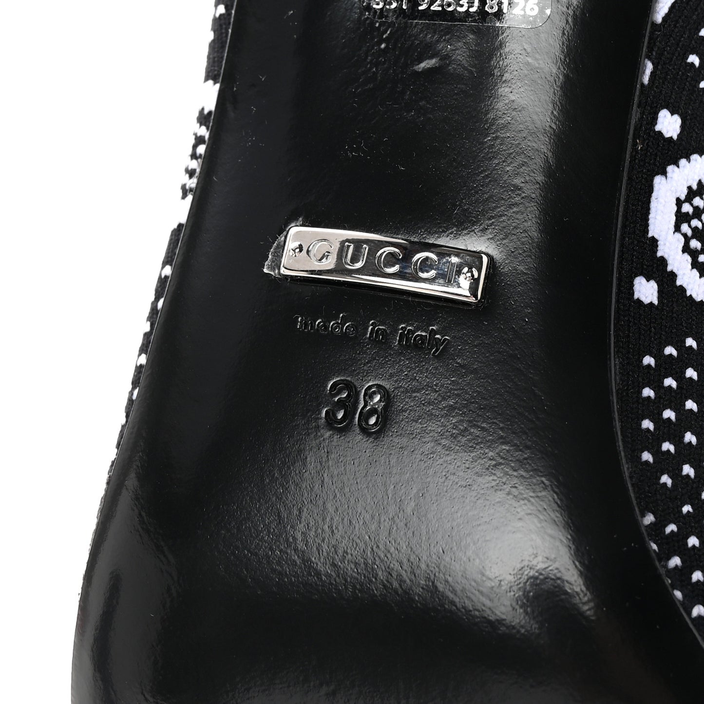 Technical Jersey Knit GG Monogram Square G 75mm Ankle Boots 38 Black Great White