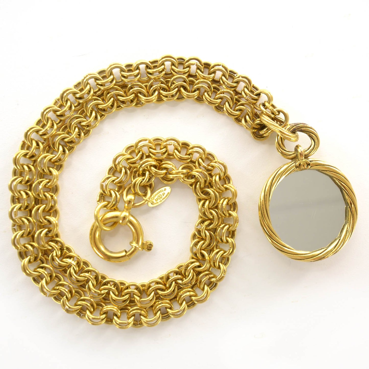 CC Mirror Long Necklace Gold
