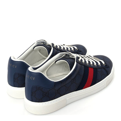 Gucci GG Supreme Monogram Web Mens New Ace Sneakers 8  Dark Blue 3 of 8