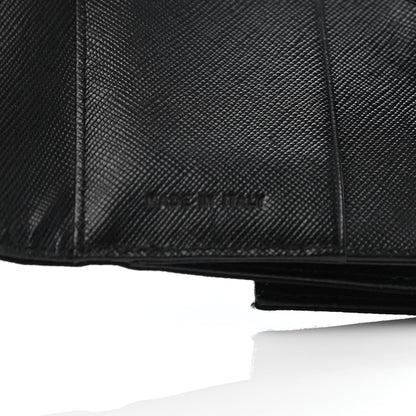 Prada Tessuto Nylon Saffiano Tri-Fold Compact Wallet Black 6 of 6