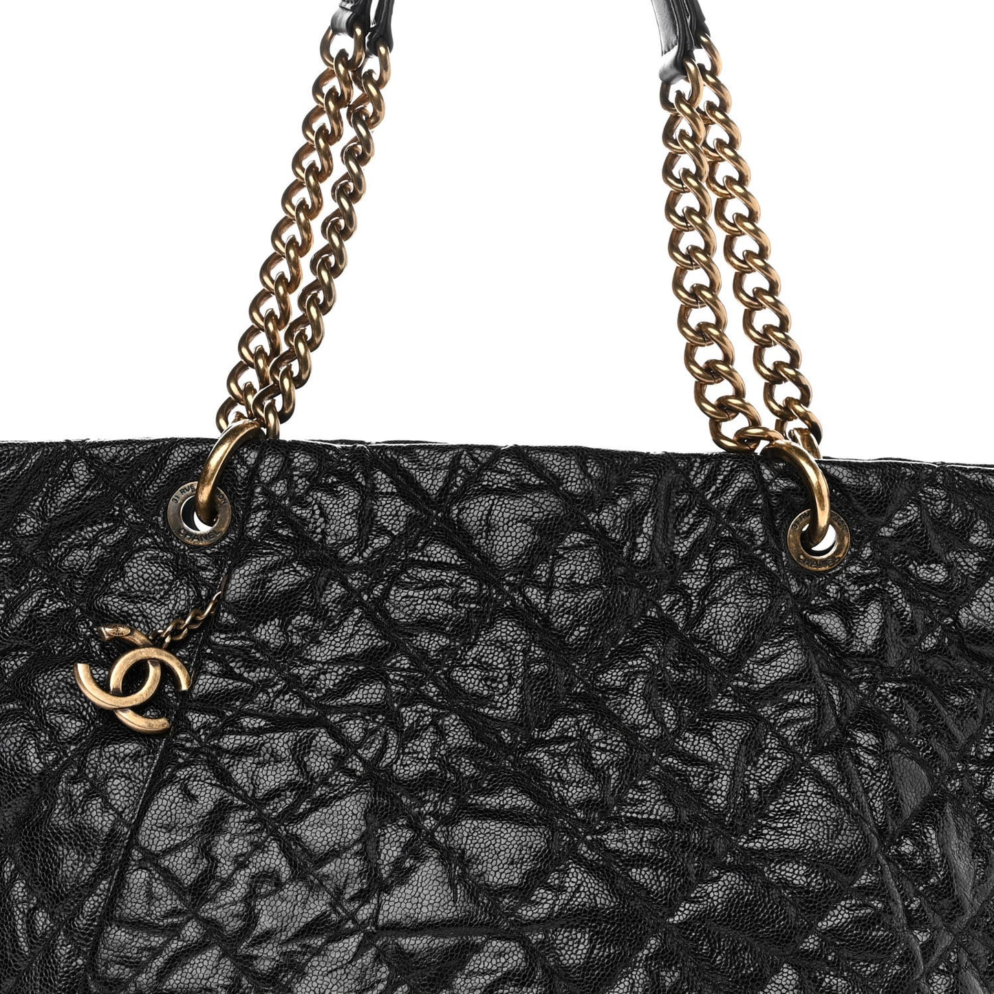 Glazed Caviar Coco Pleats Tote Black