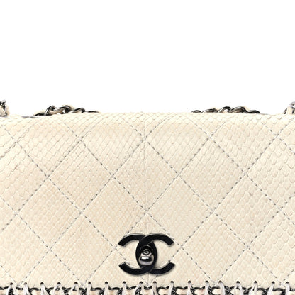 Chanel Snakeskin Crochet Quilted Flap Bag Beige 6 of 8