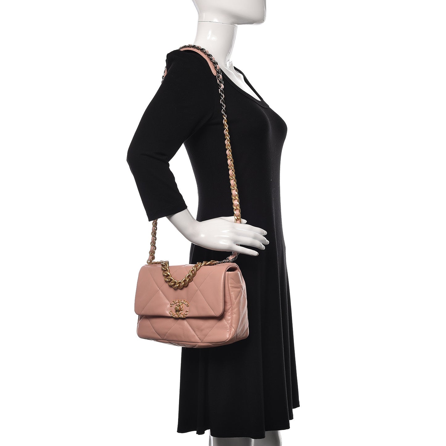 Lambskin Quilted Medium 19 Flap Light Pink