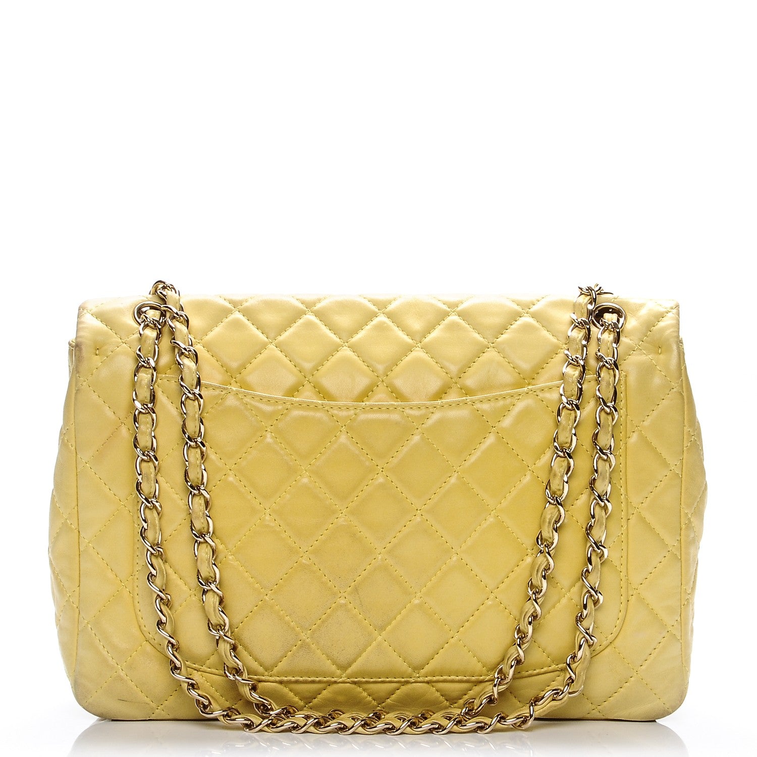 Chanel Lambskin Quilted Maxi Single Flap Yellow 8 of 20