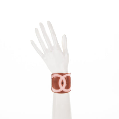 Chanel Resin CC Cuff Brown Pink 2 of 4