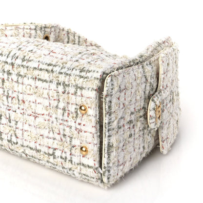 Chanel Tweed Quilted Small  25 Handbag Ecru Khaki Gold Red 9 of 9
