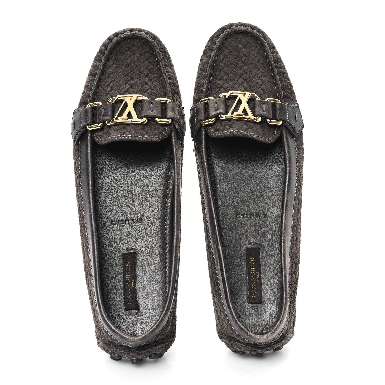 Louis Vuitton Suede Woven Oxford Loafers Brown 2 of 7