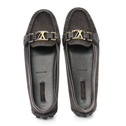 Louis Vuitton Suede Woven Oxford Loafers Brown 2 of 7