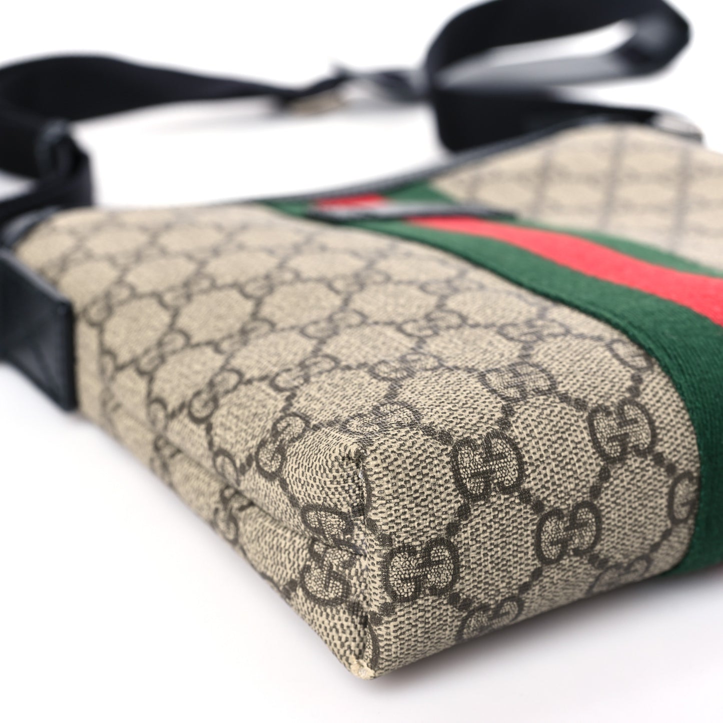 GG Supreme Monogram Web Messenger Bag Black