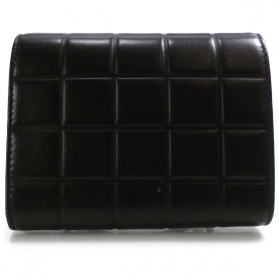 Chanel Leather Chocolate Bar Quilted Tri-Fold Wallet Black 2 of 11