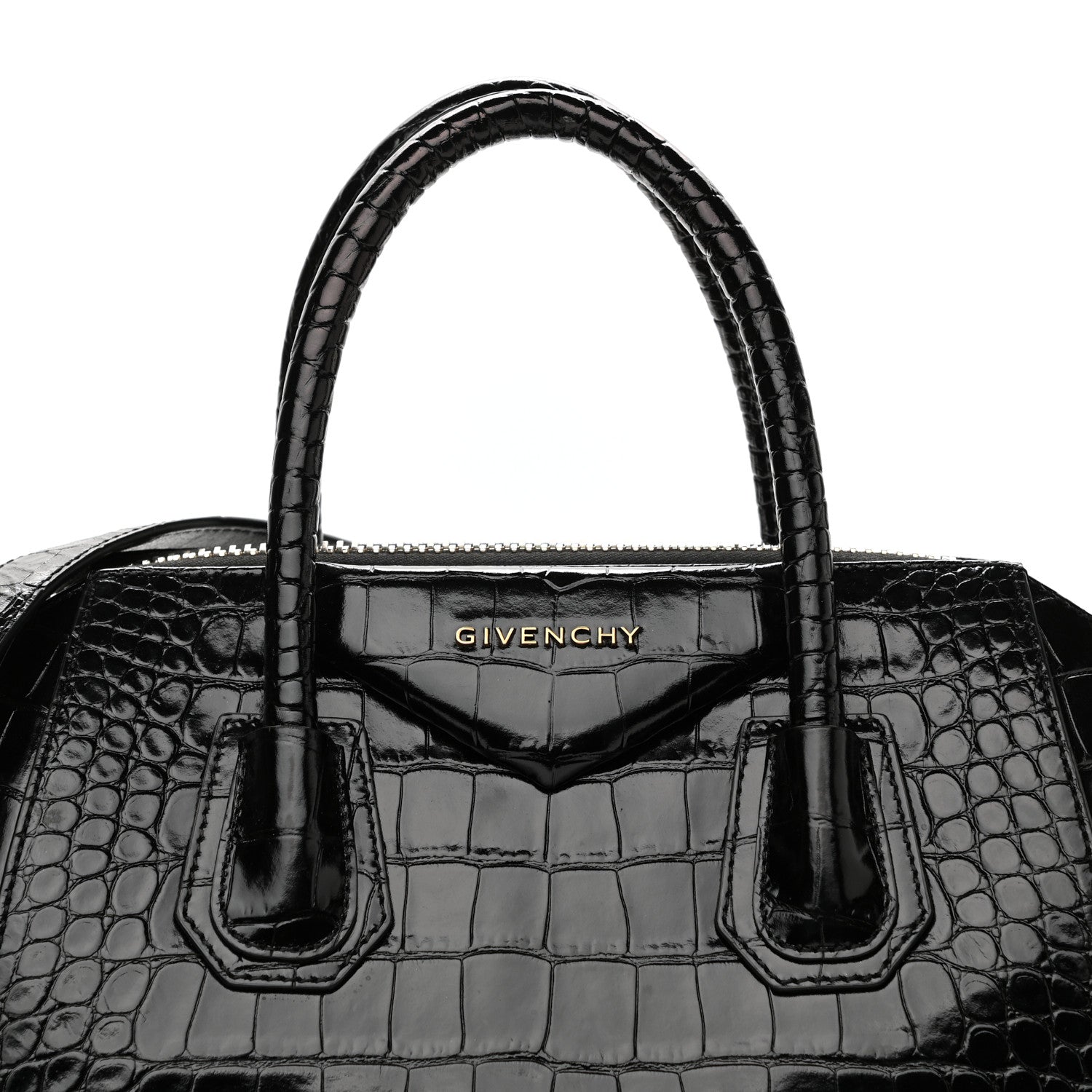 Givenchy Calfskin Crocodile Embossed Small Antigona Black 8 of 11