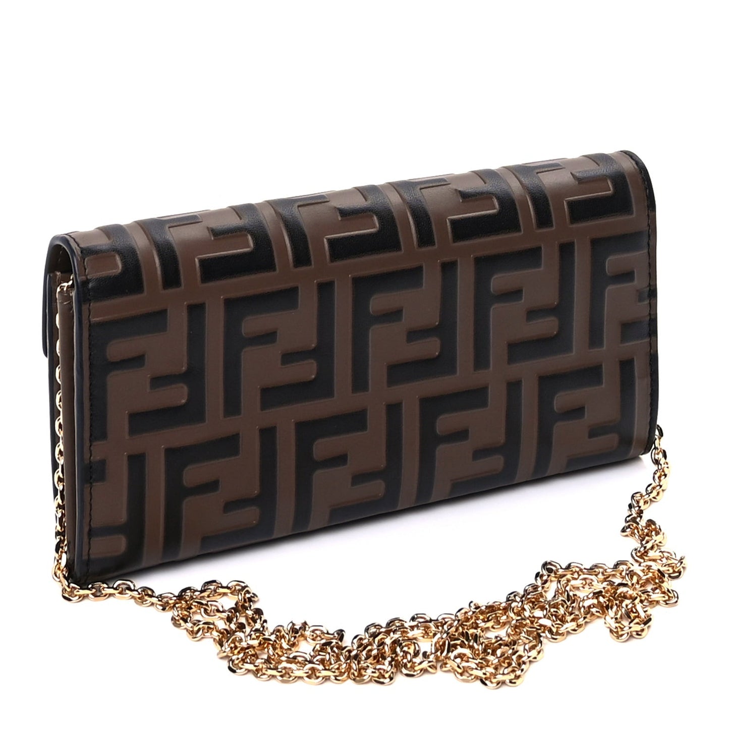 Vitello Soft F is  Bi-Color FF 1974 Embossed Continental Envelope Wallet On Chain Maya Black