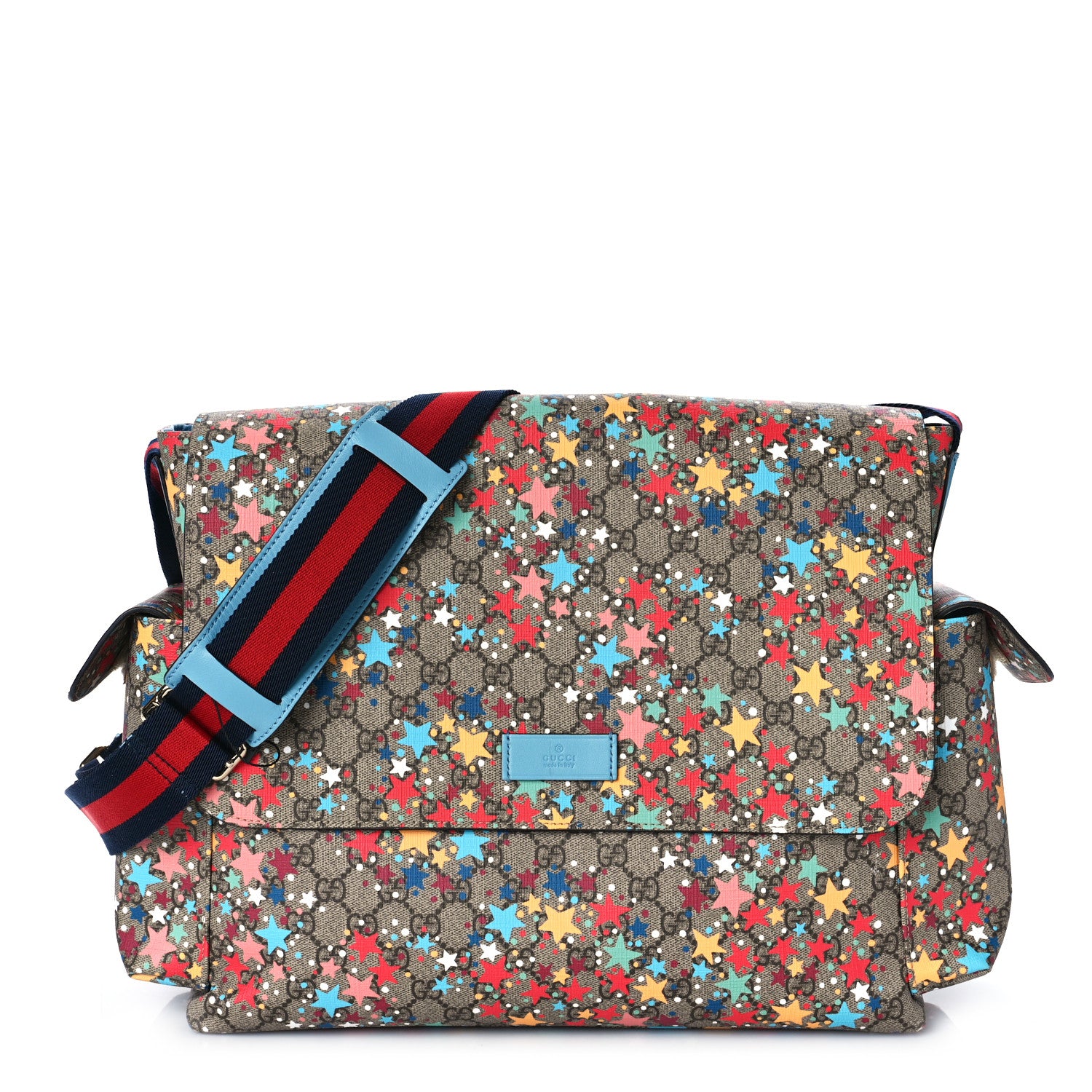 Gucci GG Supreme Monogram Star Print Diaper Bag Blue Multicolor 4 of 11