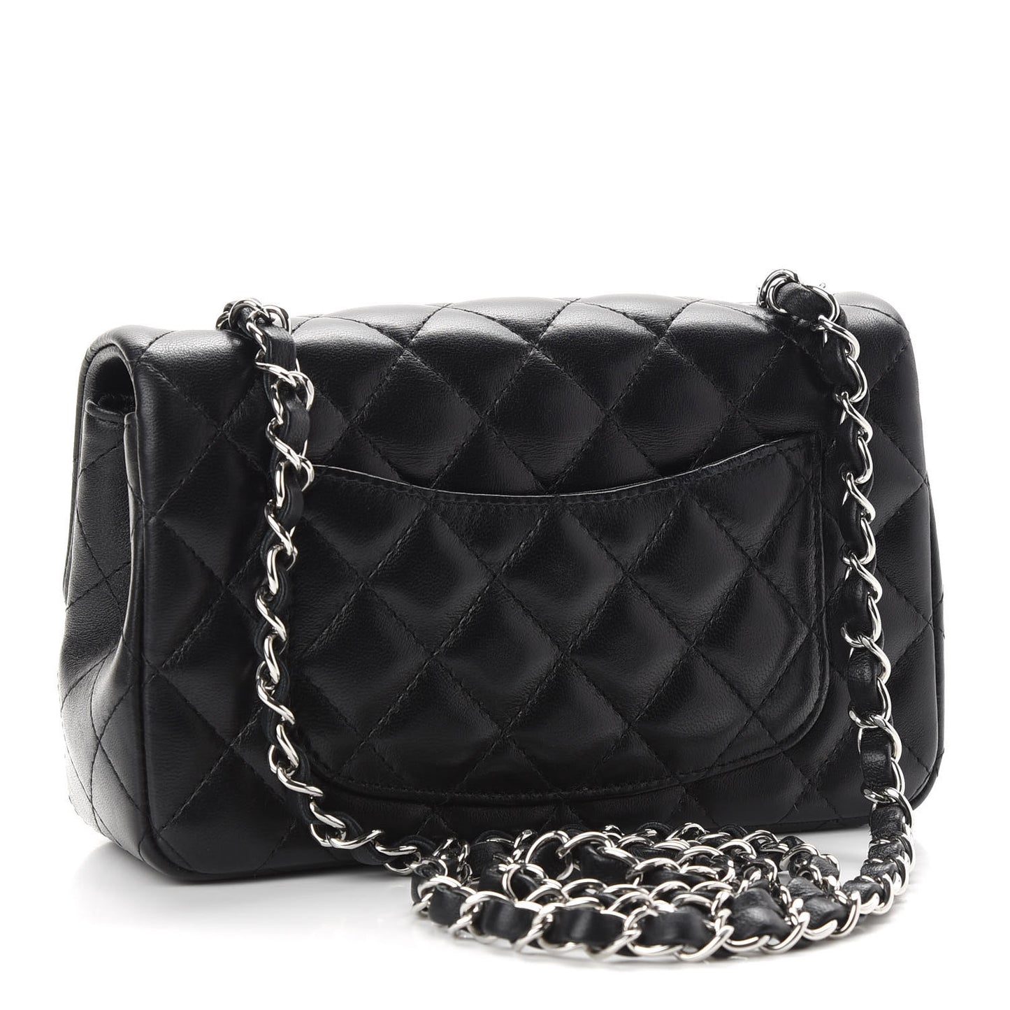 Lambskin Quilted Mini Rectangular Flap Black