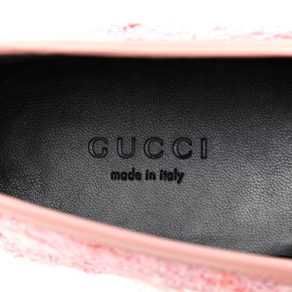 Gucci Wool Tweed Horsebit Womens Jordaan Loafers 36 Pink White Perfect Pink 7 of 8