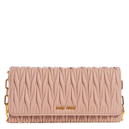 Miu Miu Nappa Matelasse Wallet On Chain Orchid 1 of 7