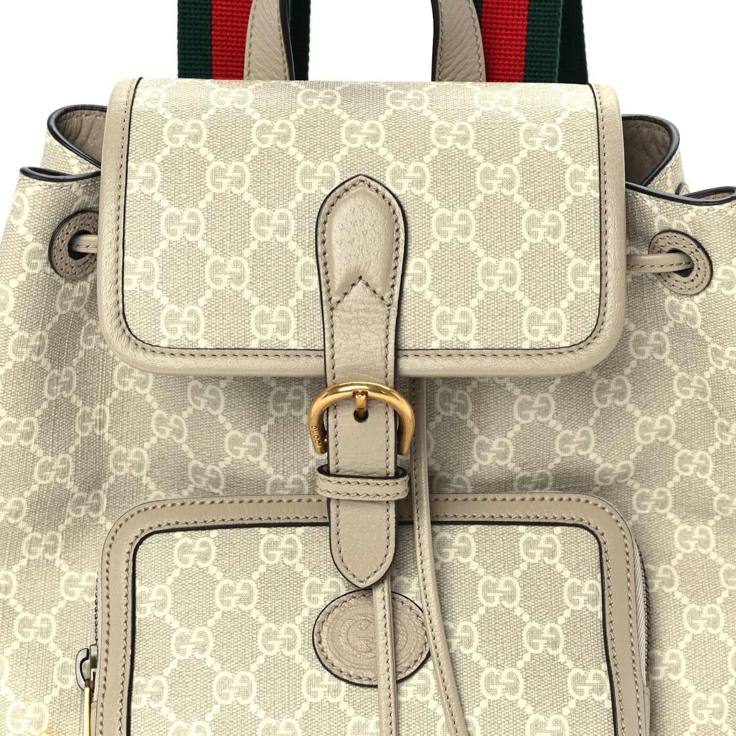 GG Supreme Monogram Azalea Calfskin Retro Interlocking G Buckle Backpack Beige Mystic White