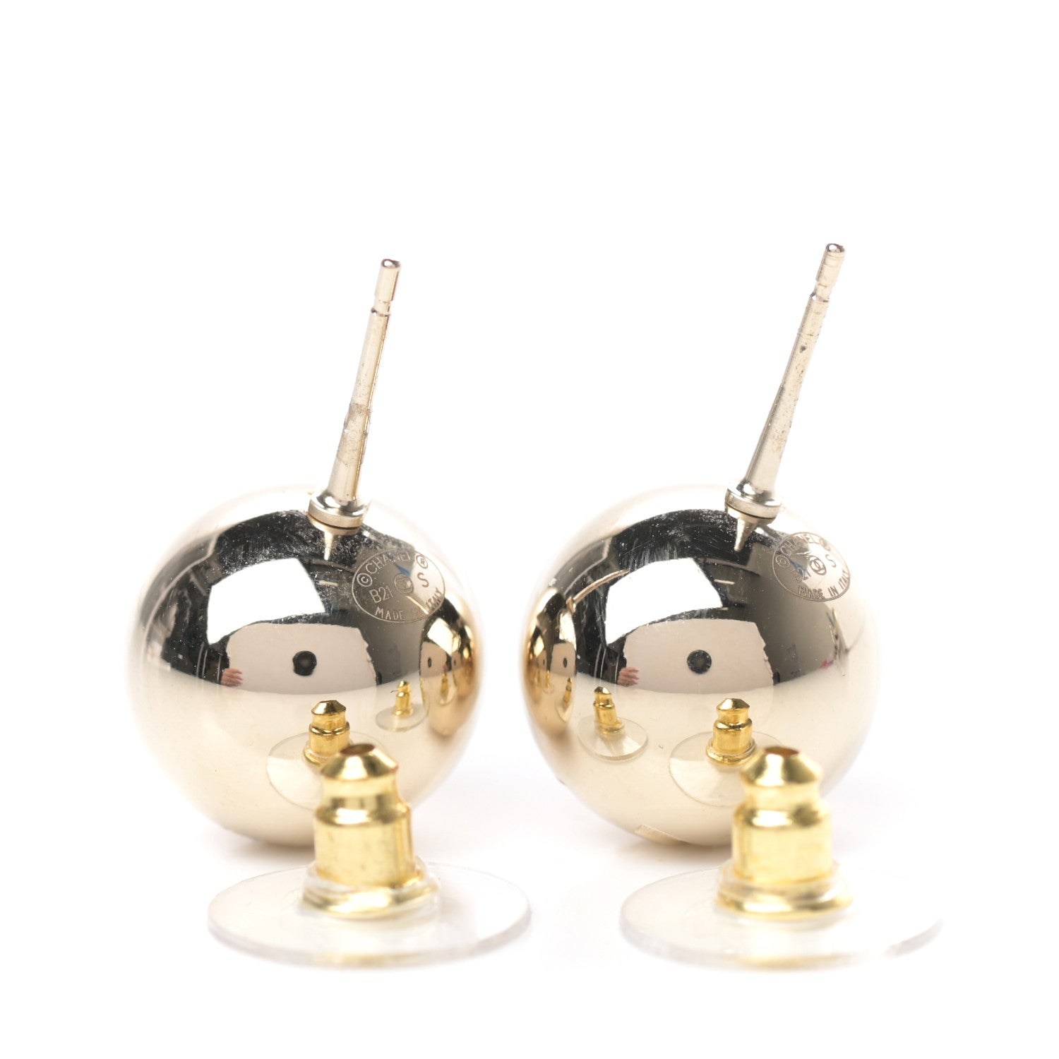Chanel Metal Bead CC Stud Earrings Gold 3 of 4