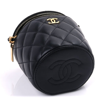 Chanel Lambskin Quilted Afternoon Tea Top Handle Vanity Case With Chain  Black 3 of 8