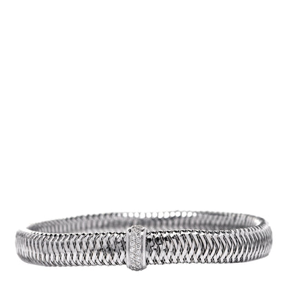 Roberto Coin 18K White Gold Diamond Medium Primavera Bangle Bracelet 1 of 4
