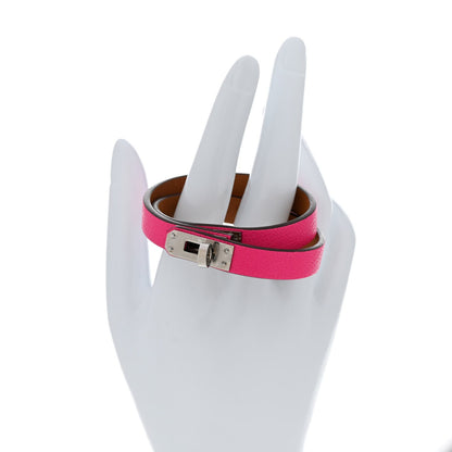 Hermes Chevre Chamkila Kelly Double Tour Bracelet T2 Rose Pop 2 of 7