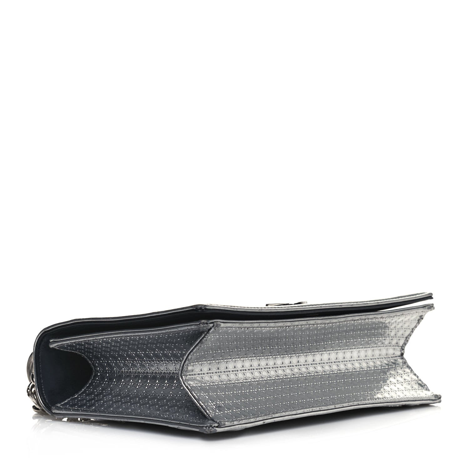 Christian Dior Metallic Patent Micro-Cannage Medium Diorama Flap Bag Silver 4 of 18