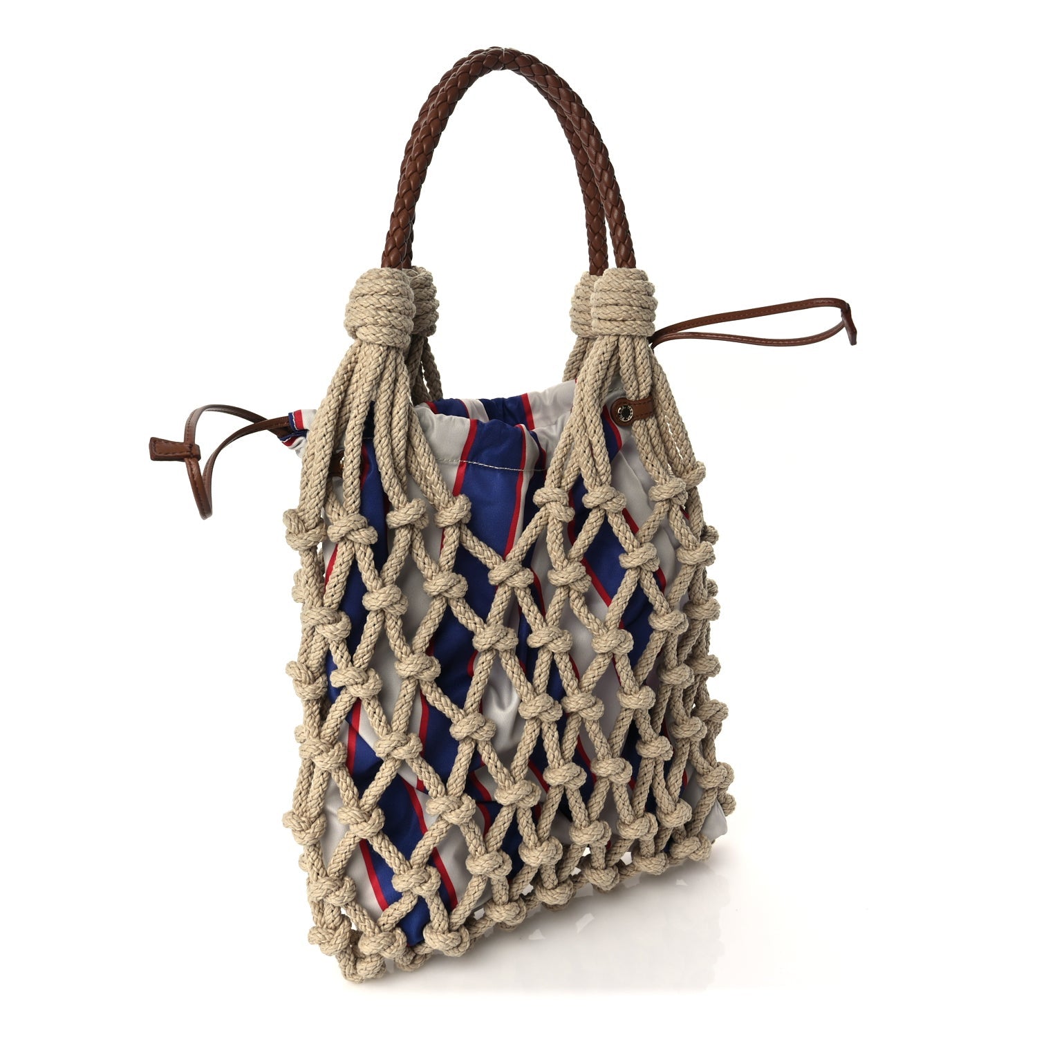 Prada Cotton Macrame Medium Noue Bag Corda Royal 2 of 8