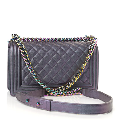 Chanel Iridescent Goatskin Quilted Medium Boy Flap Purple 3 of 9