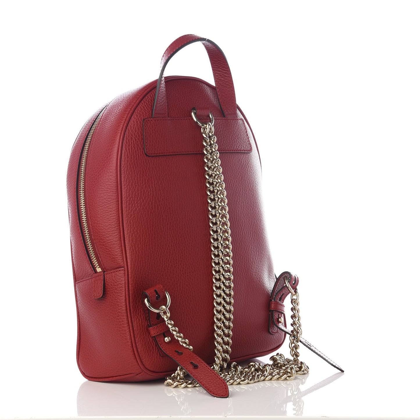 Pebbled Calfskin Soho Chain Backpack Hibiscus Red