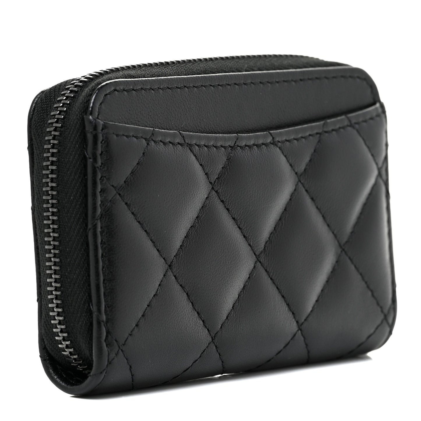 Lambskin Quilted Zip Coin Purse So Black