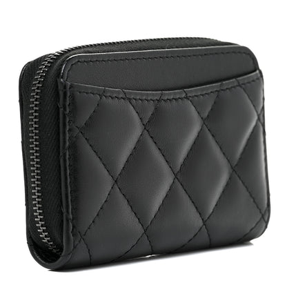 Chanel Lambskin Quilted Zip Coin Purse So Black 3 of 15