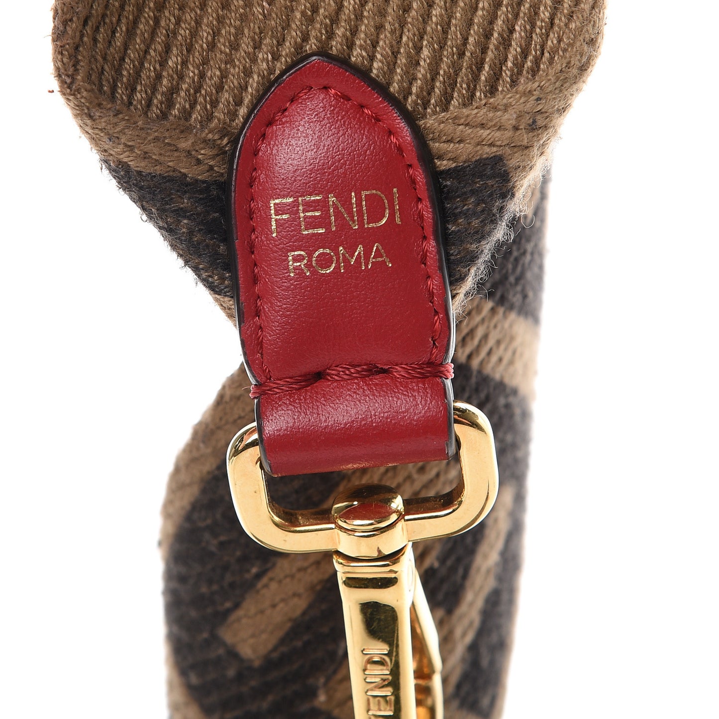 Canvas Calfskin FF 1974 Strap You Fango Marrone Red