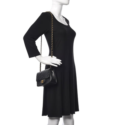 Chanel Lambskin Chevron Quilted Mini Square Flap Black 2 of 11