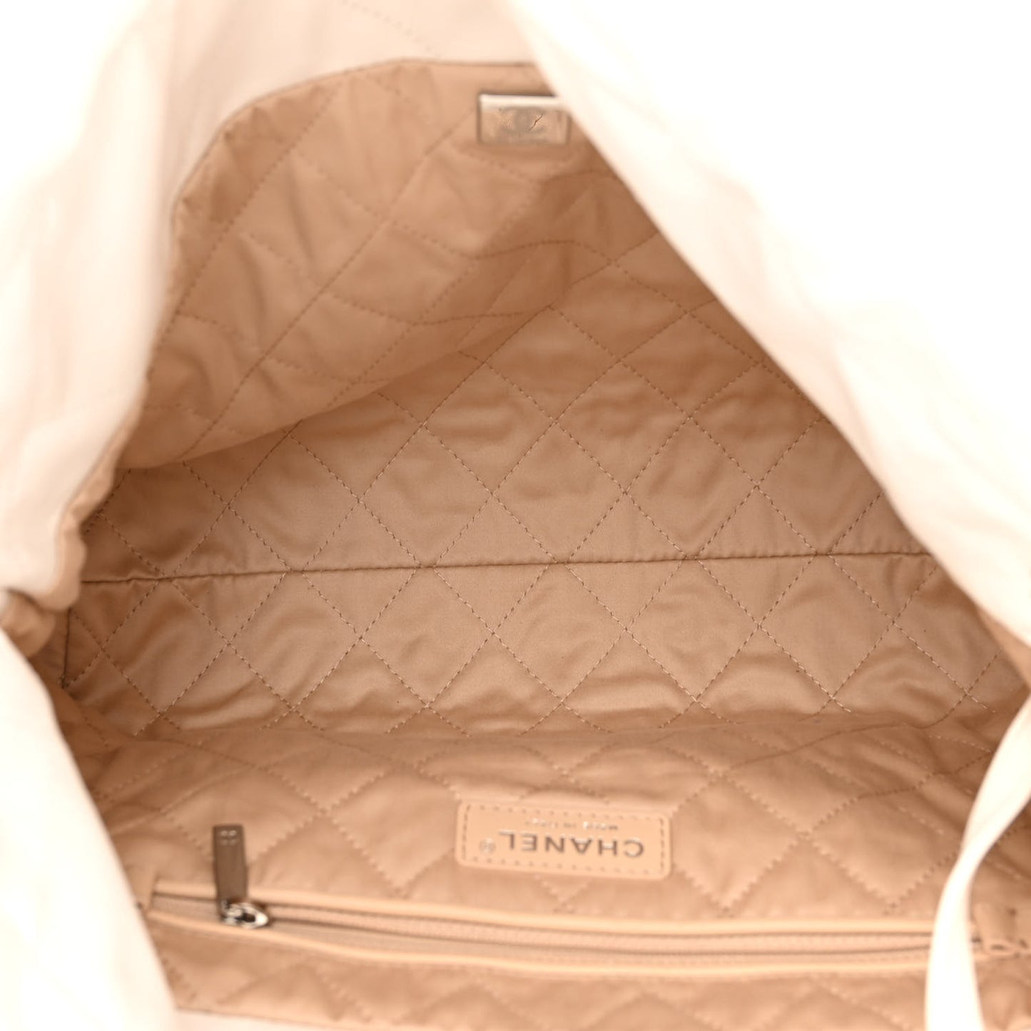Shiny Calfskin Quilted Small Chanel 22 White