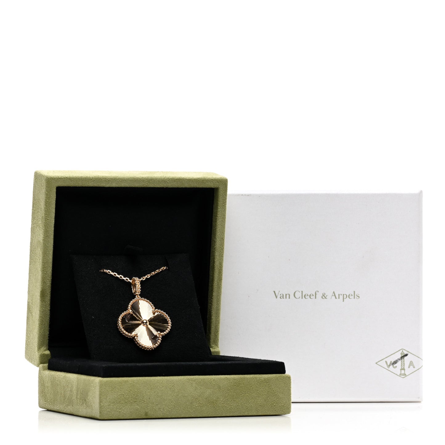 18K Yellow Gold Guilloche Magic Alhambra Long Necklace