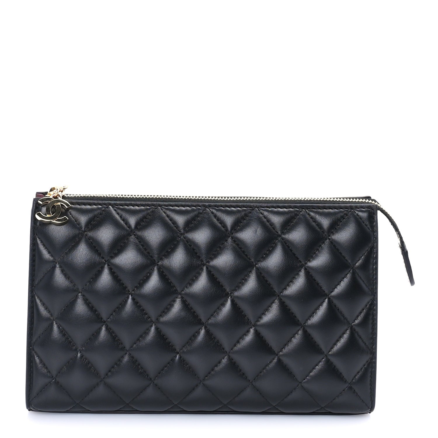 Chanel Lambskin Quilted Small Zipped Pouch  Black 1 of 7