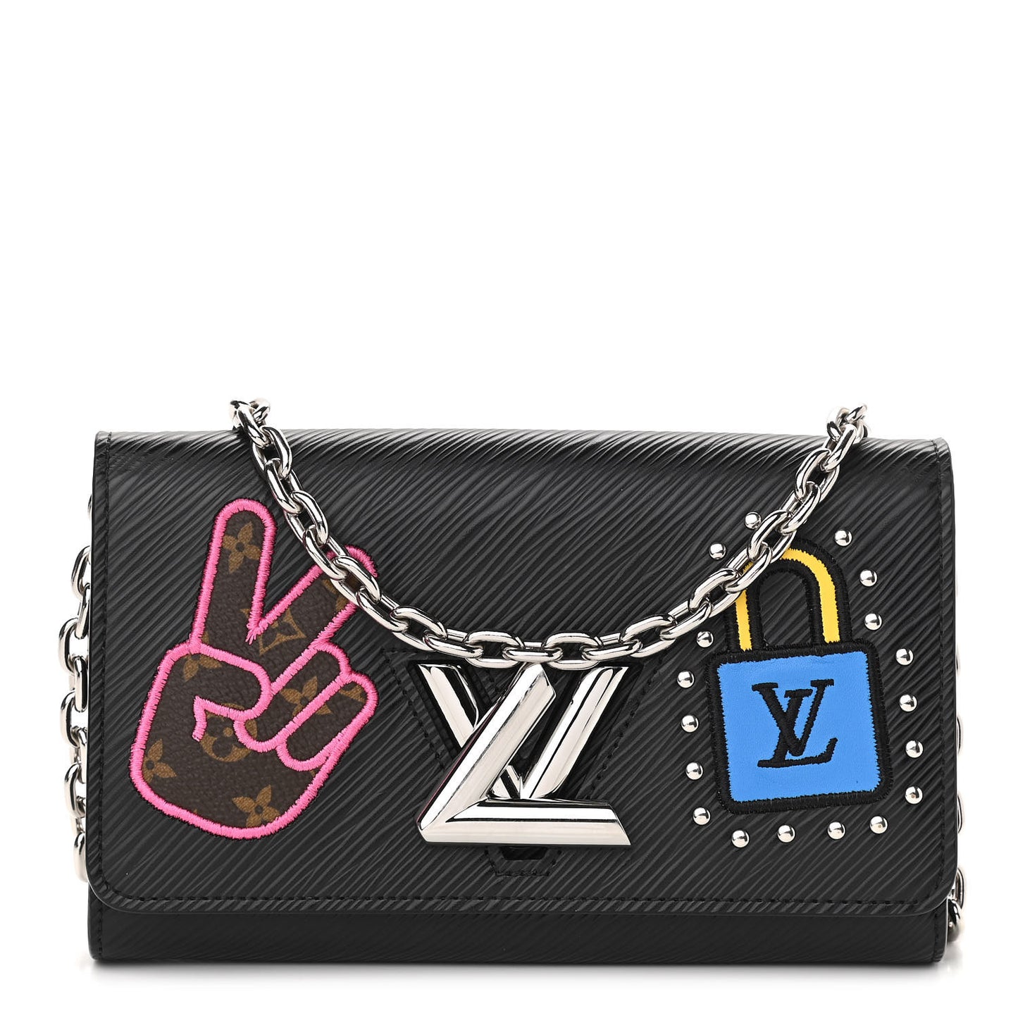Epi LV Stories Twist Chain Wallet Black